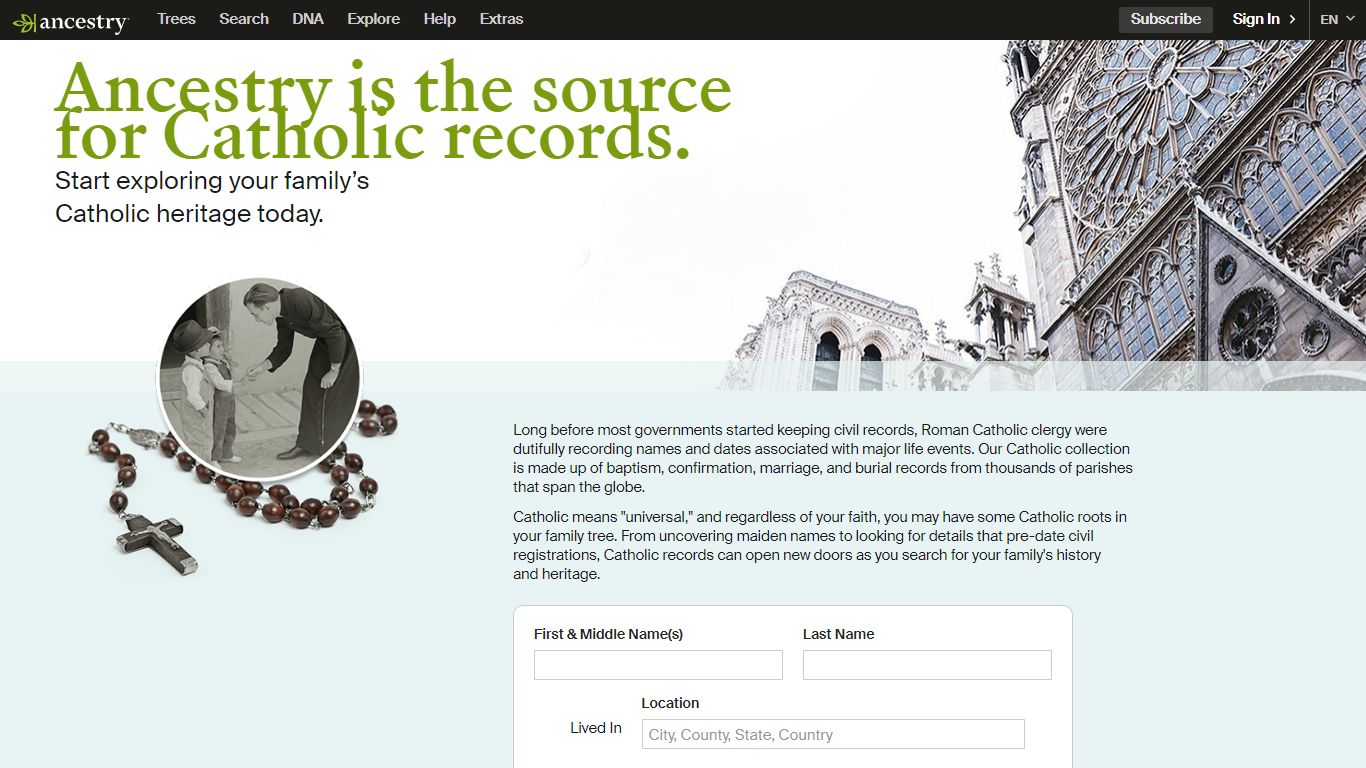 Catholic Records - Ancestry.com